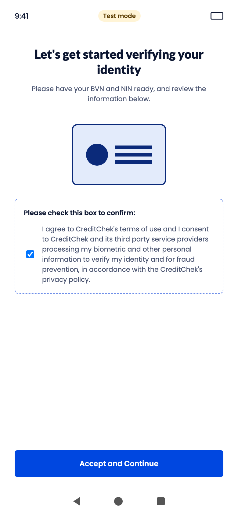 Consent screen