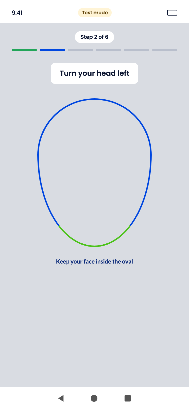 Face check prompt: turn your head left